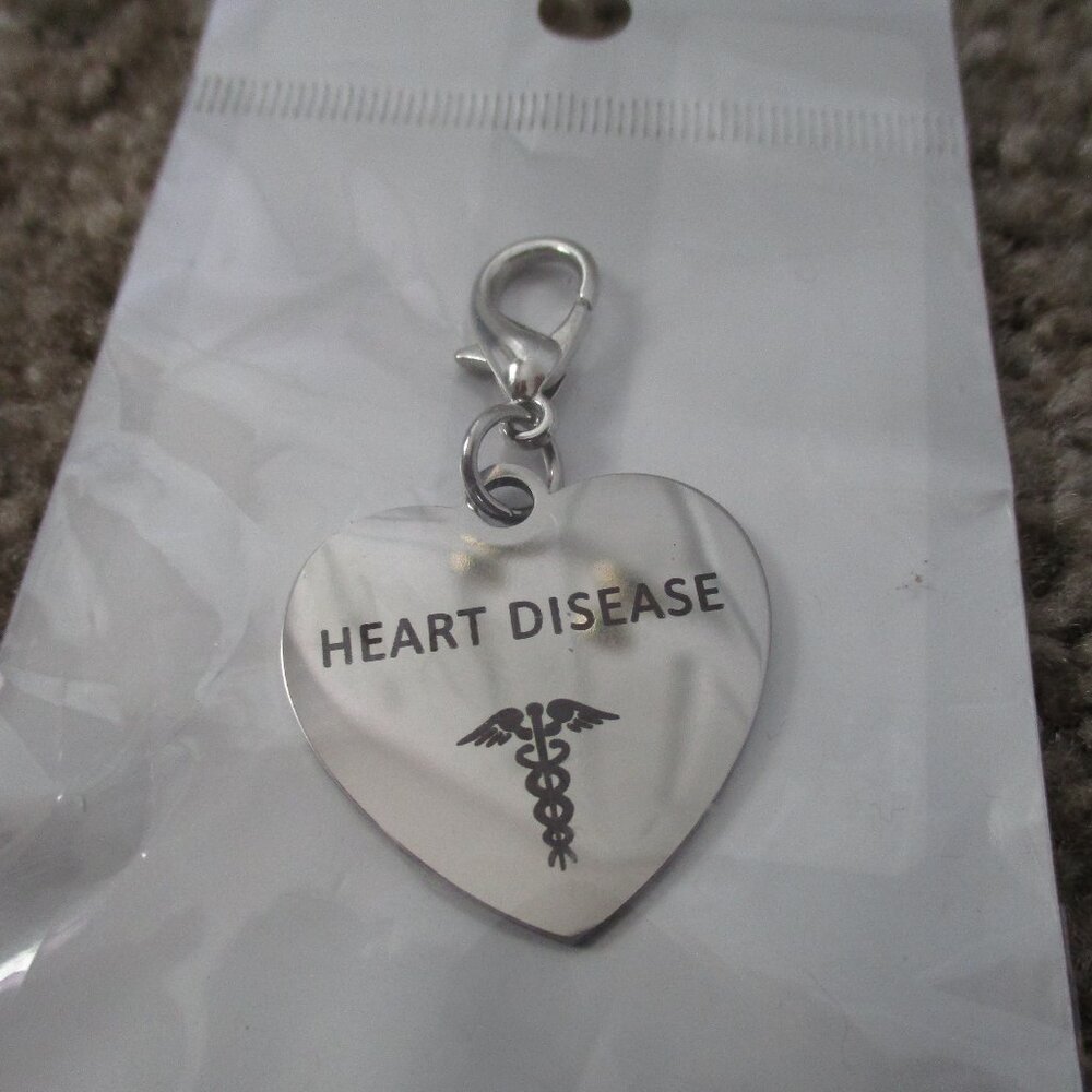 Heart Shape Stainless Steel Medical ID Keychain Emergency Alert Heart Disease